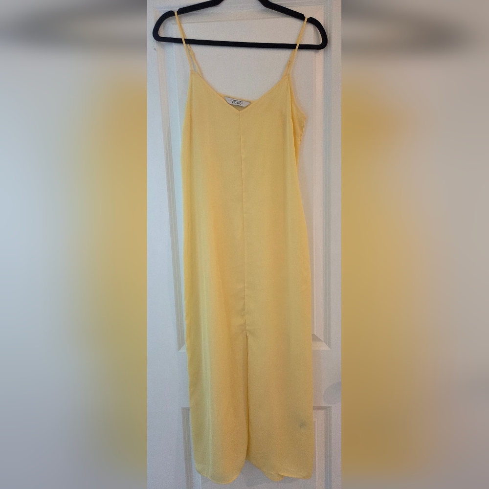 & Other Stories Soft Yellow V-Neck Slip Dress